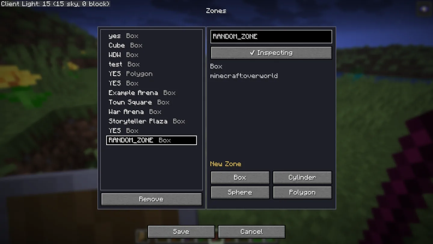 Zone editor — defining named zones