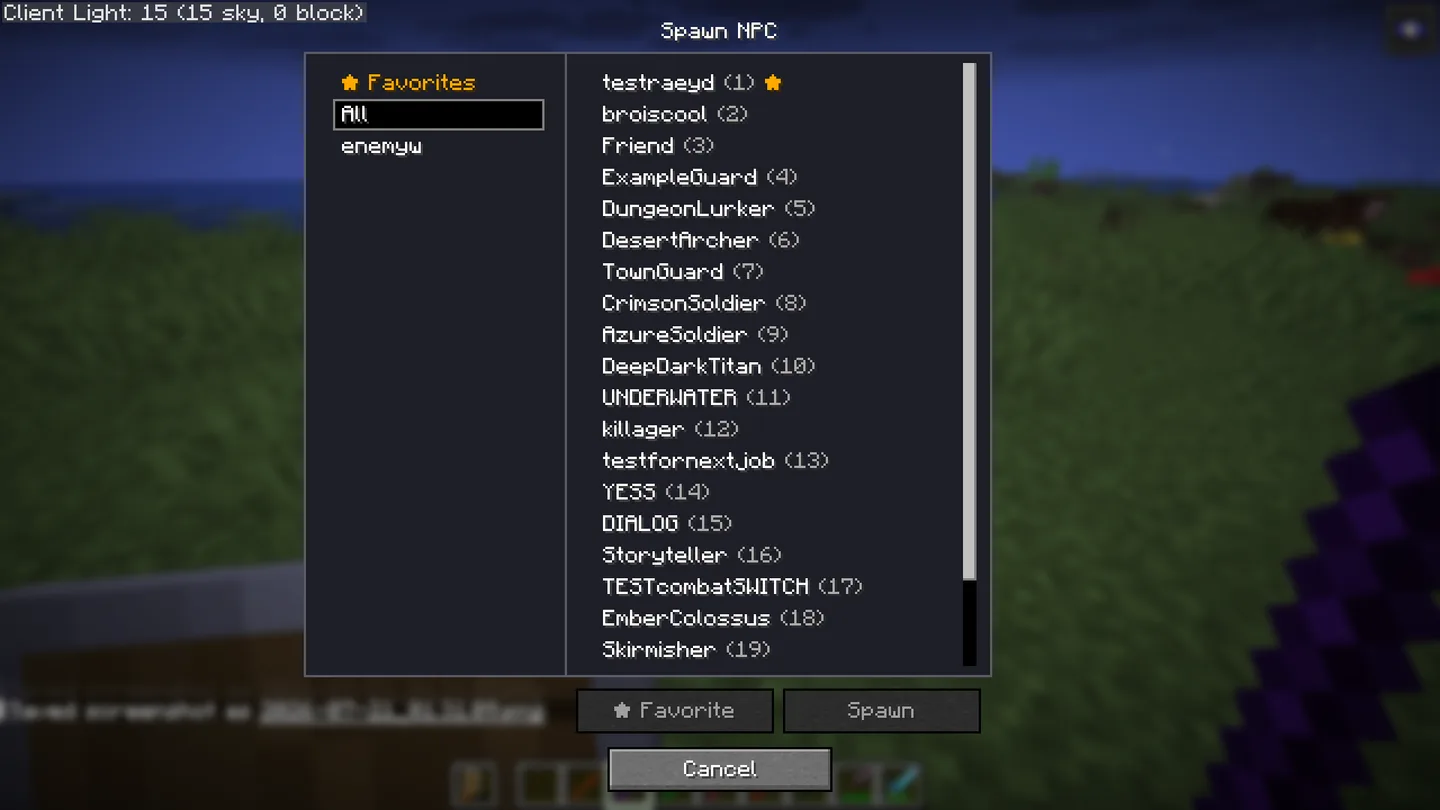 NPC spawn list